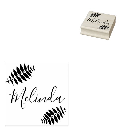 Leaf Branch - Personaliseren Rubberstempel (Gestempeld)