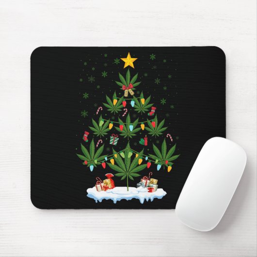 Leaf Christmas Tree Weed Stoner Xmas Premium Muismat (Met muis)