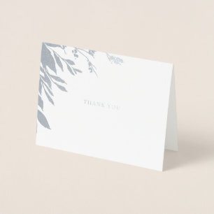 Leaf Classic Typography Bedankt Silver Folie Kaarten