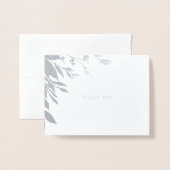 Leaf Classic Typography Bedankt Silver Folie Kaarten (Voorkant met envelop)
