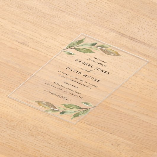 Leaf Clear Acryl bruiloft uitnodiging Acryl Uitnodigingen (Laagn)