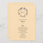 Leaf Crest Monogram Ivoor Cream Beige Bruiloft Kaart (Voorkant / Achterkant)