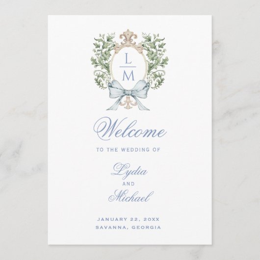 Leaf Crest Monogram Trouwprogramma Programma (Voorkant)