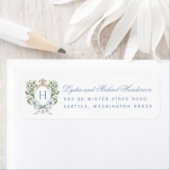 Leaf Crest Script Bruiloft Retouradres Etiket (Insitu)