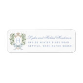 Leaf Crest Script Bruiloft Retouradres Etiket (Voorkant)