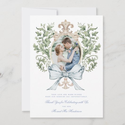 Leaf Crest w / Bow Dank u kaart (Voorkant)