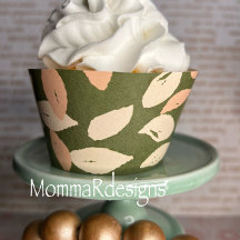 LEAF Cupcake wrapper, perzik, groen en beige