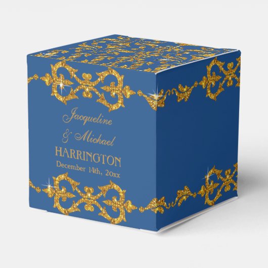 Leaf Damask Art Nouveau Glitter Reception Decor Bedankdoosjes (Achterkant)