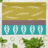 Leaf Design Tea Towel in Turquoise en Green Theedoek (Gevouwen)