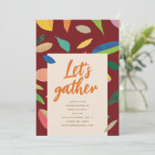 Leaf Drop Dark Merlot Party Invitation (Debout devant)