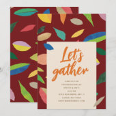 Leaf Drop Dark Merlot Party Invitation (Devant / Derrière)
