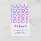 Leaf Feather Modern Tegel Pattern Paars Visitekaartje (Achterkant)