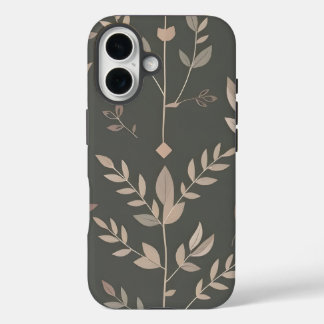 Leaf & Fern Design Donker Pastel Patroon iPhone 16 Hoesje