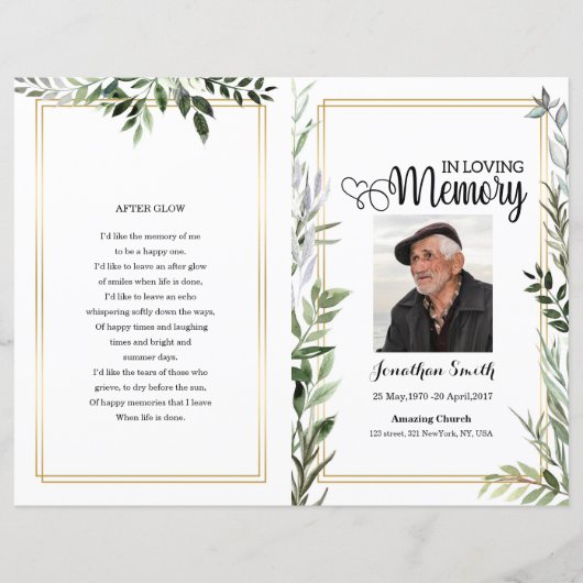 Leaf Funeral Program sjabloon (Voorkant)