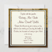 Leaf Gold Chocolate Brown Fall Wedding Invitations Kaart (Achterkant)