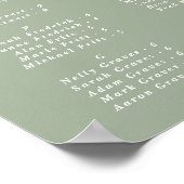 Leaf Green Alfabetical Wedding Seding Chart Poster (Hoek)