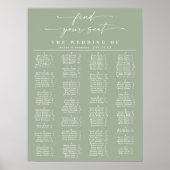 Leaf Green Alfabetical Wedding Seding Chart Poster (Voorkant)