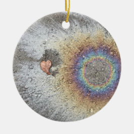 Leaf Heart en Rainbow-gepersonaliseerde versiering Keramisch Ornament