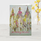 Leaf Impressions in Acryl Verjaardagswensen Kaart (Gele Bloem)