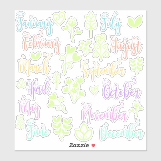  Leaf Journal Maand Labels Pastel Rainbow (Vel)