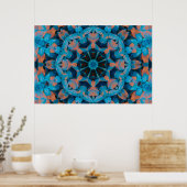 Leaf Kaleidoscope Star dans Poster bleu et orange (Cuisine)