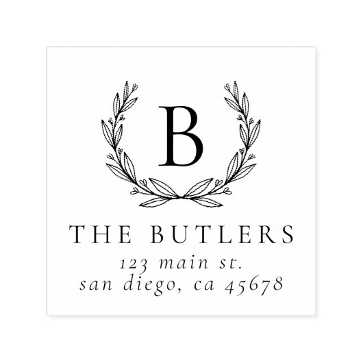 Leaf krans Initiaal retour adres stempel (Design)