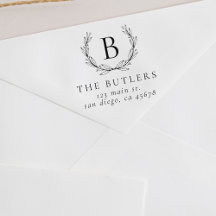 Leaf krans Initiaal retour adres stempel