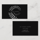 Leaf Laurel Fern Botanic Silver Serpentine Black Visitekaartje (Voorkant / Achterkant)
