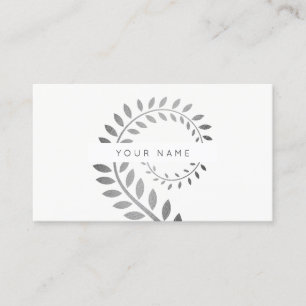 Leaf Laurel Fern Botanic Silver Serpentine White Visitekaartje