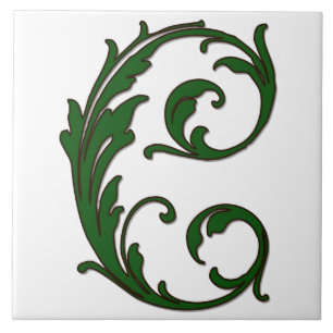 Leaf Letter C in Green Monogram Tegel Tegeltje