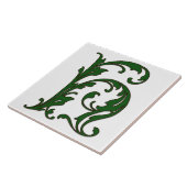 Leaf Letter H in Green Monogram Tegel Tegeltje (Zijkant)