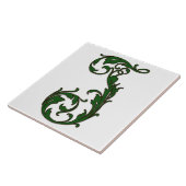 Leaf Letter J in Green Monogram Tegel Tegeltje (Zijkant)