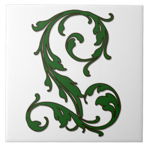 Leaf Letter L in Green Monogram Tegel Tegeltje