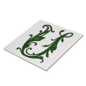 Leaf Letter U in Green Monogram Tegel Tegeltje (Zijkant)