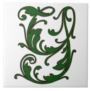 Leaf Letter Y in Green Monogram Tegel Tegeltje