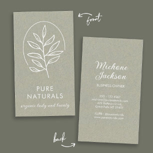 Leaf Logo Modern Botanical Simple Natural Green Visitekaartje