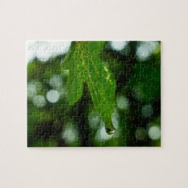 Leaf met druppel water legpuzzel