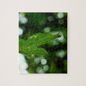 Leaf met druppel water legpuzzel (Verticaal)