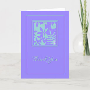 Leaf Motif Blauwgroen op Paarse Hartelijk dank Kaart