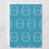 Leaf oval line art bruiloft aqua blauwgroen en wit kaart (Achterkant)