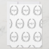Leaf oval line art bruiloft donkergrijs en wit kaart (Achterkant)