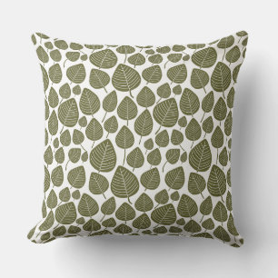 Leaf Pattern 02 - Deep Olive op White Kussen