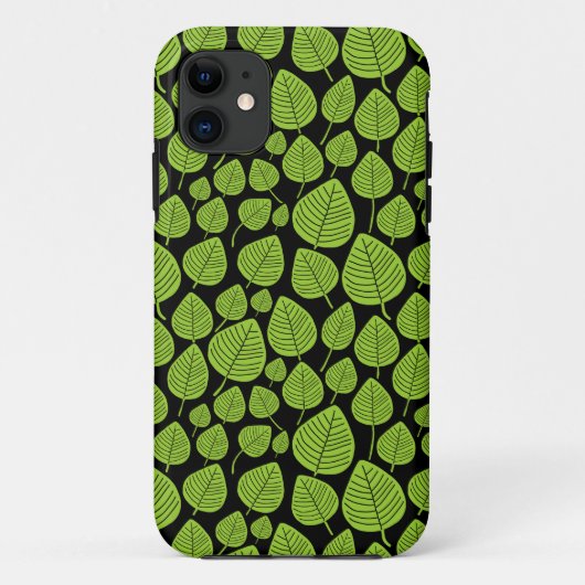 Leaf Pattern 02 - Martian Green op Black Case-Mate iPhone Case (Achterkant)