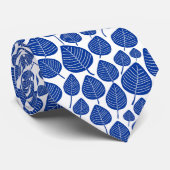 Leaf Pattern 02 - Navy on White Stropdas (Opgerold)
