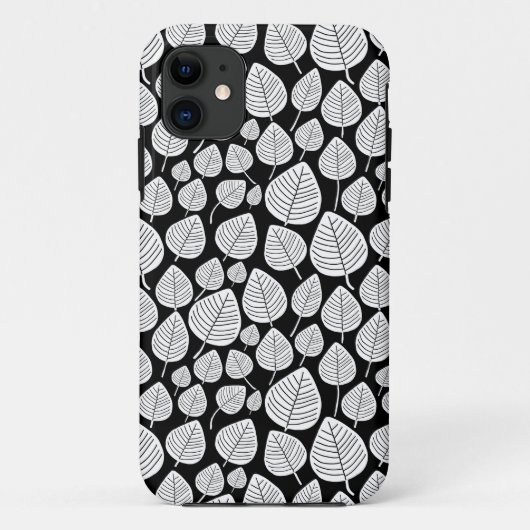 Leaf Pattern 02 - White on Black Case-Mate iPhone Case (Achterkant)