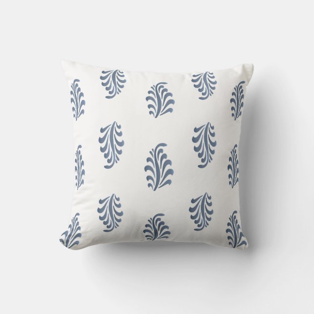 Leaf Pattern in Soft Blue Kussen (Voorkant)