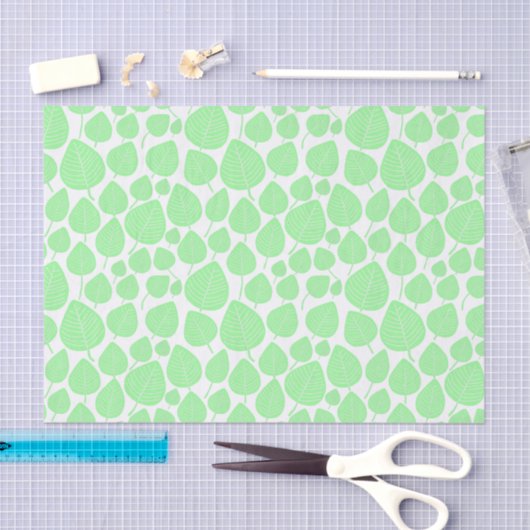 Leaf Pattern - Mint Green Tissuepapier (Craft)