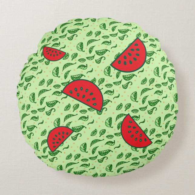 Leaf Pattern Rond Kussen (Voorkant)