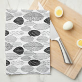 Leaf Pattern - Zwart op wit Theedoek (Quarter Fold)
