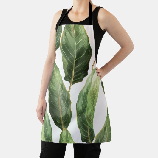 Leaf Print Apron Schort (Insitu)